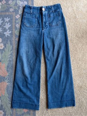 Maeve The Colette Wide-Leg High Waist Cropped Jeans in Medium Blue Wash